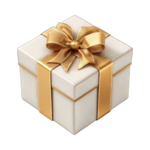 Weiß-goldenes Weihnachtsgeschenk, das bis zum 24. Dezember verschlossen bleibt.